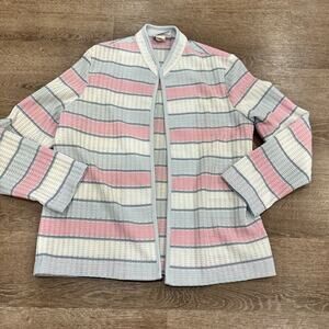 Vintage Flutterbye Womens‎ 16 Cardigan Mod 60s 70s Pink Stripe Union Made in USA